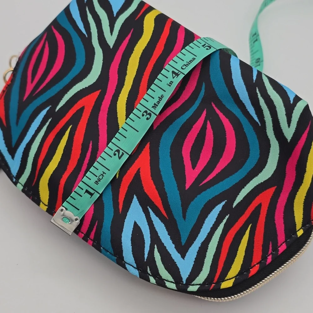 Juicy Couture Rainbow Zebra Print Nylon Small Dome Cosmetic Bag NWT